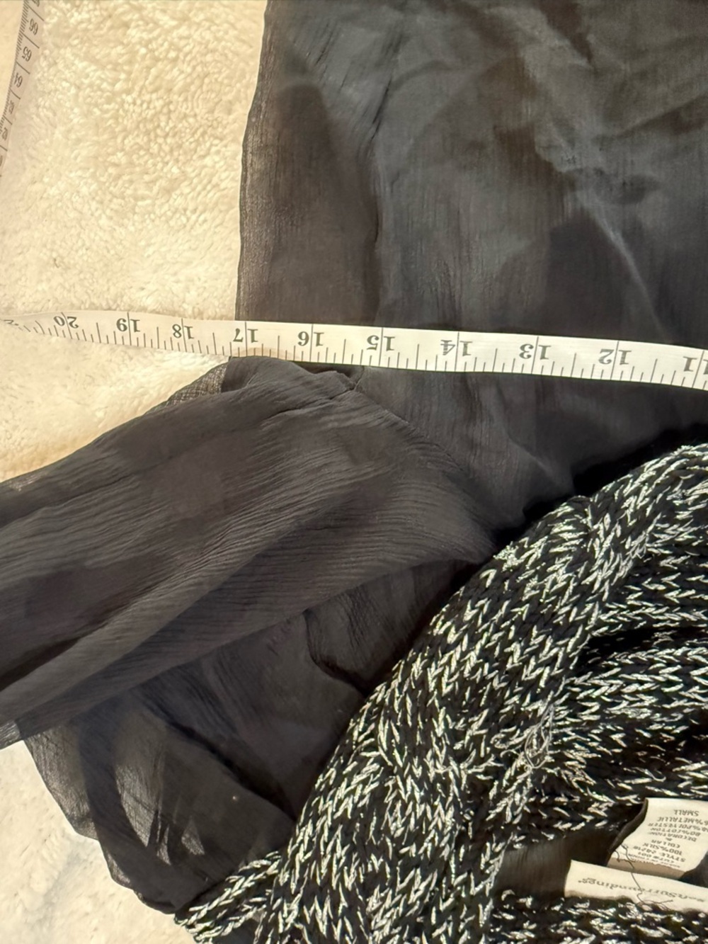 Soft Surroundings Black Metallic-Threaded Sheer Tunic with Knit Cowl - Picture 5 of 6